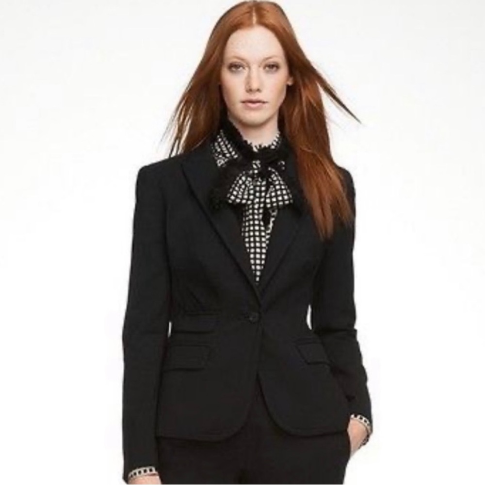 Tory Burch Renee Black one button stretch Blazer wool lined size 6